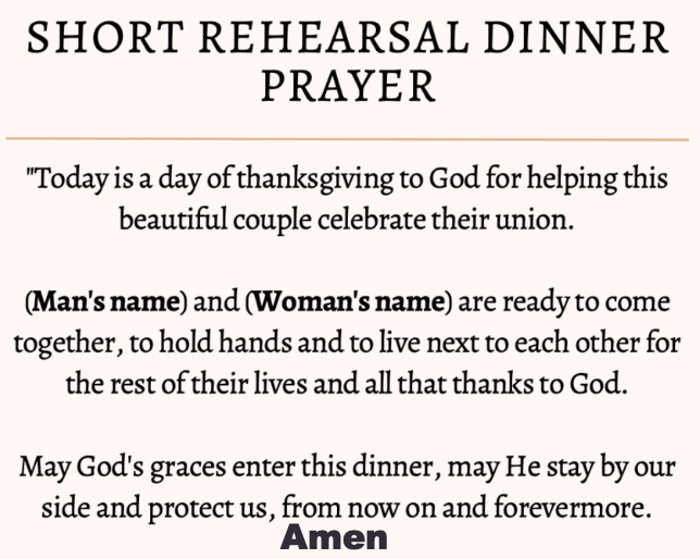 Short rehearsal dinner prayer